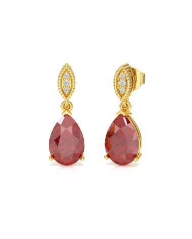 Pendientes de Oro Amarillo con Granate y Diamantes – Elegancia atemporal