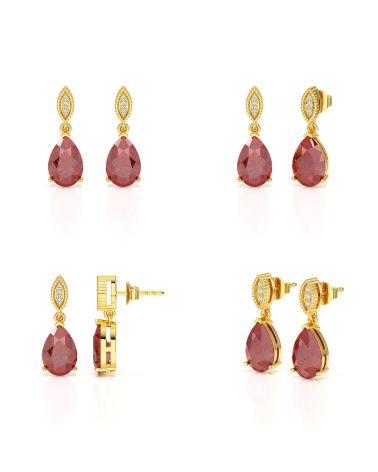 Komplettansicht der Granat- und Diamant-Ohrringe – Luxuriöse Details