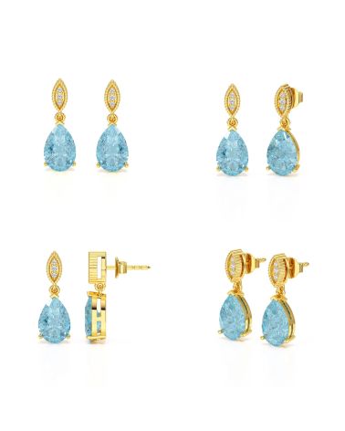 Vue détaillée des Boucles d’Oreilles Topaze et Or Jaune – Finesse et éclat