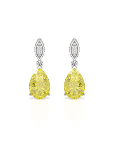 Weißgold-Ohrringe mit Citrin und Diamanten - VIVIENNE Kollektion