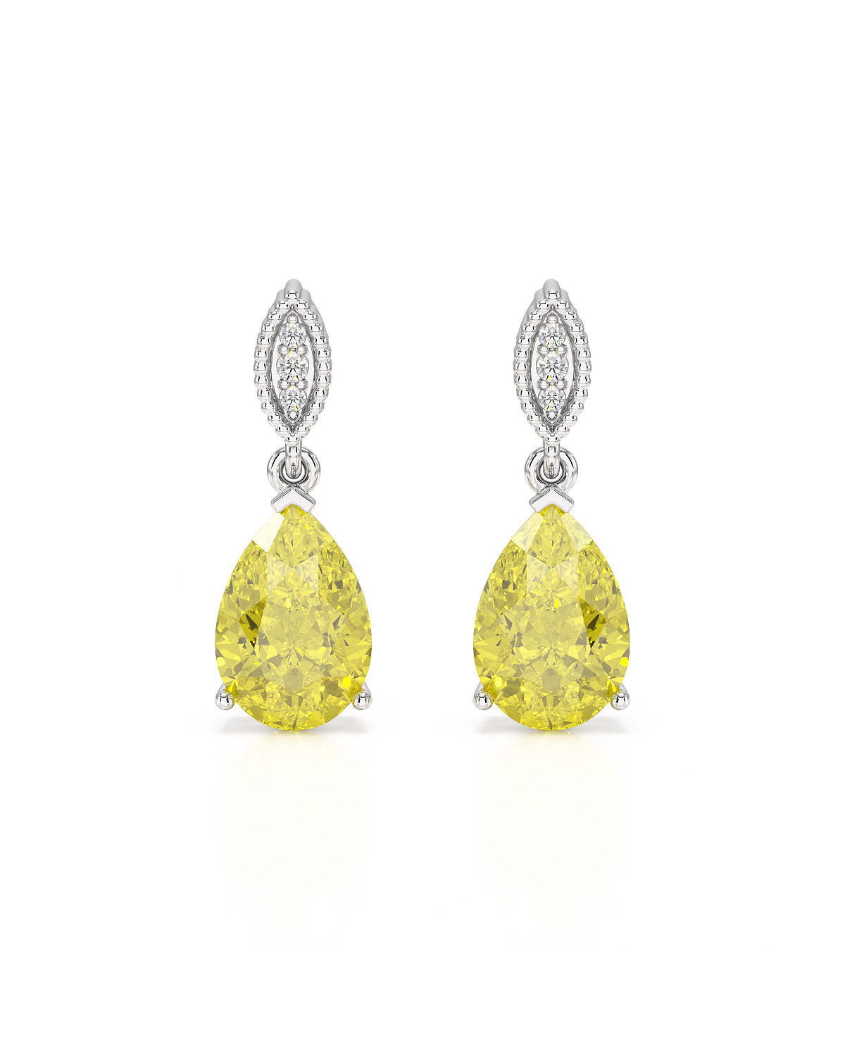 Boucles d’Oreilles Citrine et Or Blanc - VIVIENNE