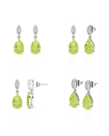 Pendientes de Oro Blanco y Peridoto Puestos – Elegancia Sutil