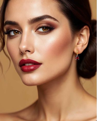 Boucles d’Oreilles Grenat et Diamants portées – Élégance naturelle