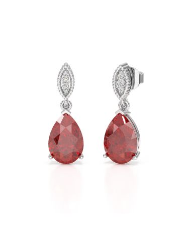 Garnet and Diamond Earrings - Natural Brilliance in White Gold