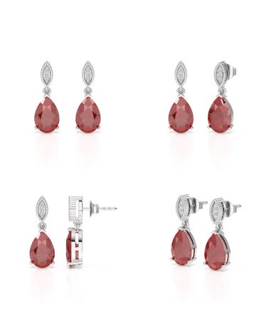 Boucles d’Oreilles Grenat et Or Blanc – Collection VIVIENNE