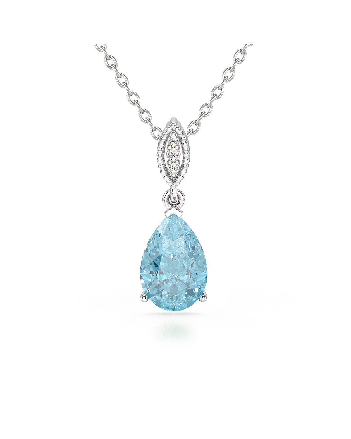 Blue Sky Topas Anhänger | 925 Silber und Diamanten | VIVIENNE
