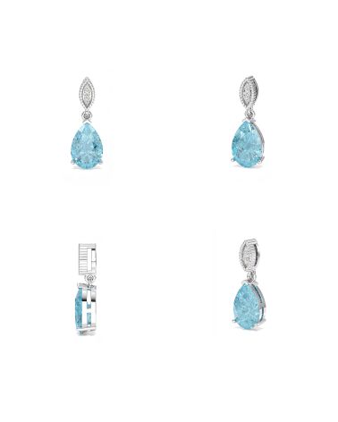 Vue complète du Pendentif Topaze Blue Sky avec Diamants – Pierre de Naissance Décembre