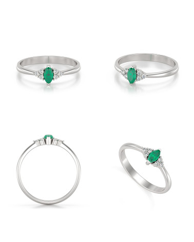 Anillo de Oro Esmeralda y diamantes