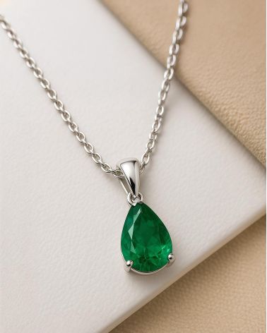 14K Gold Emerald Necklace Pendant Gold Chain included