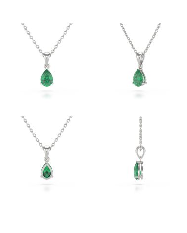 14K Gold Emerald Necklace Pendant Gold Chain included
