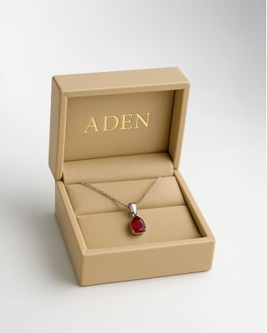 Colgante Pendente in Oro 14K Rubino Catena Oro inclusa