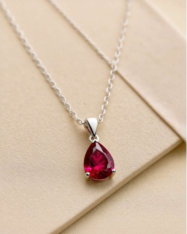 Collier Pendentif Rubis Chaine Argent 925 incluse 0.49grs