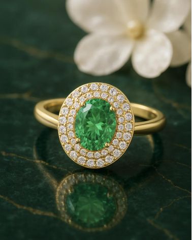 Gold Emerald Diamonds Ring