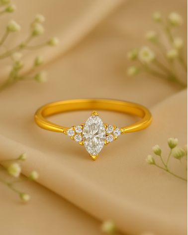 Bague Or 750 Jaune Moissanite et Diamants 2.1grs