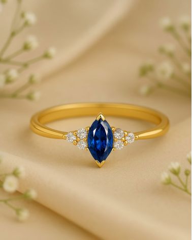 Anillo de Oro Zafiro y diamantes