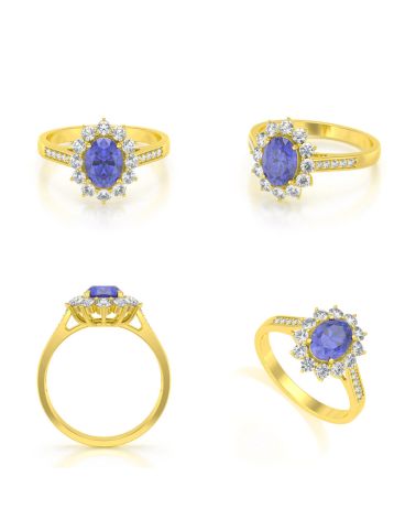 Gold Tanzanite Diamonds Ring