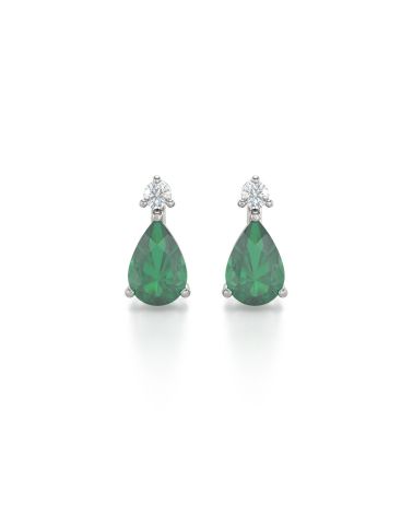 925 Silver Emerald Diamonds Earrings