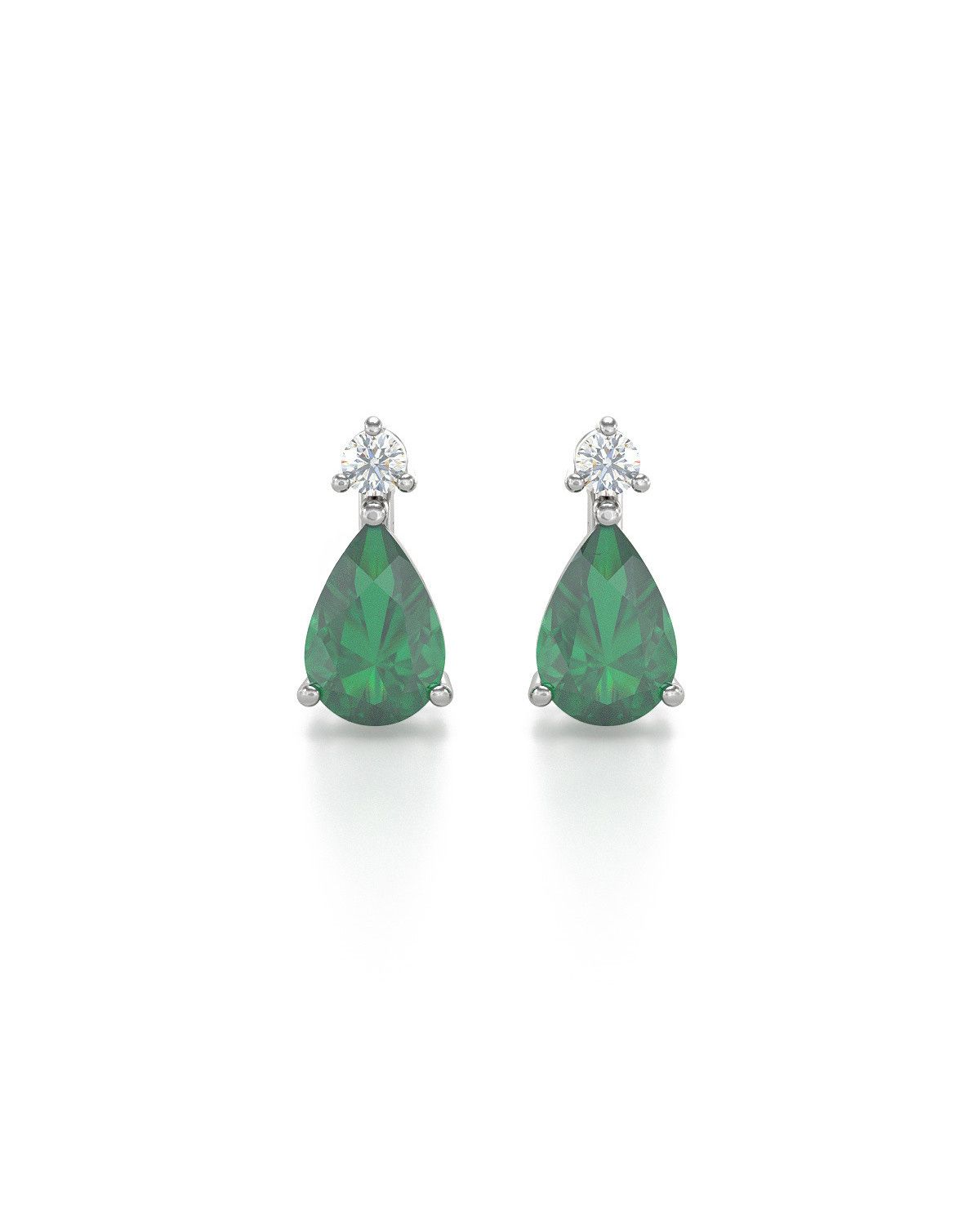Boucles d'oreille Emeraude et Diamants sur Argent 925 1.15grs