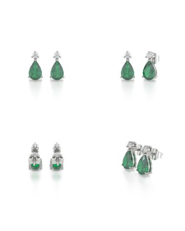 925 Silber Smaragd Diamanten Ohrringe