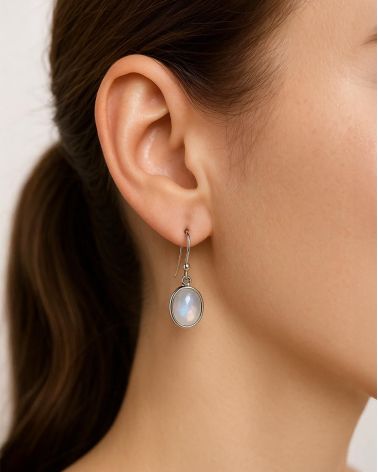 Pendientes CLEO – Plata 925, Piedra de Luna Natural