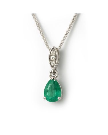 Elegancia Anhänger aus 925 Silber mit Sambia-Smaragd und Diamanten