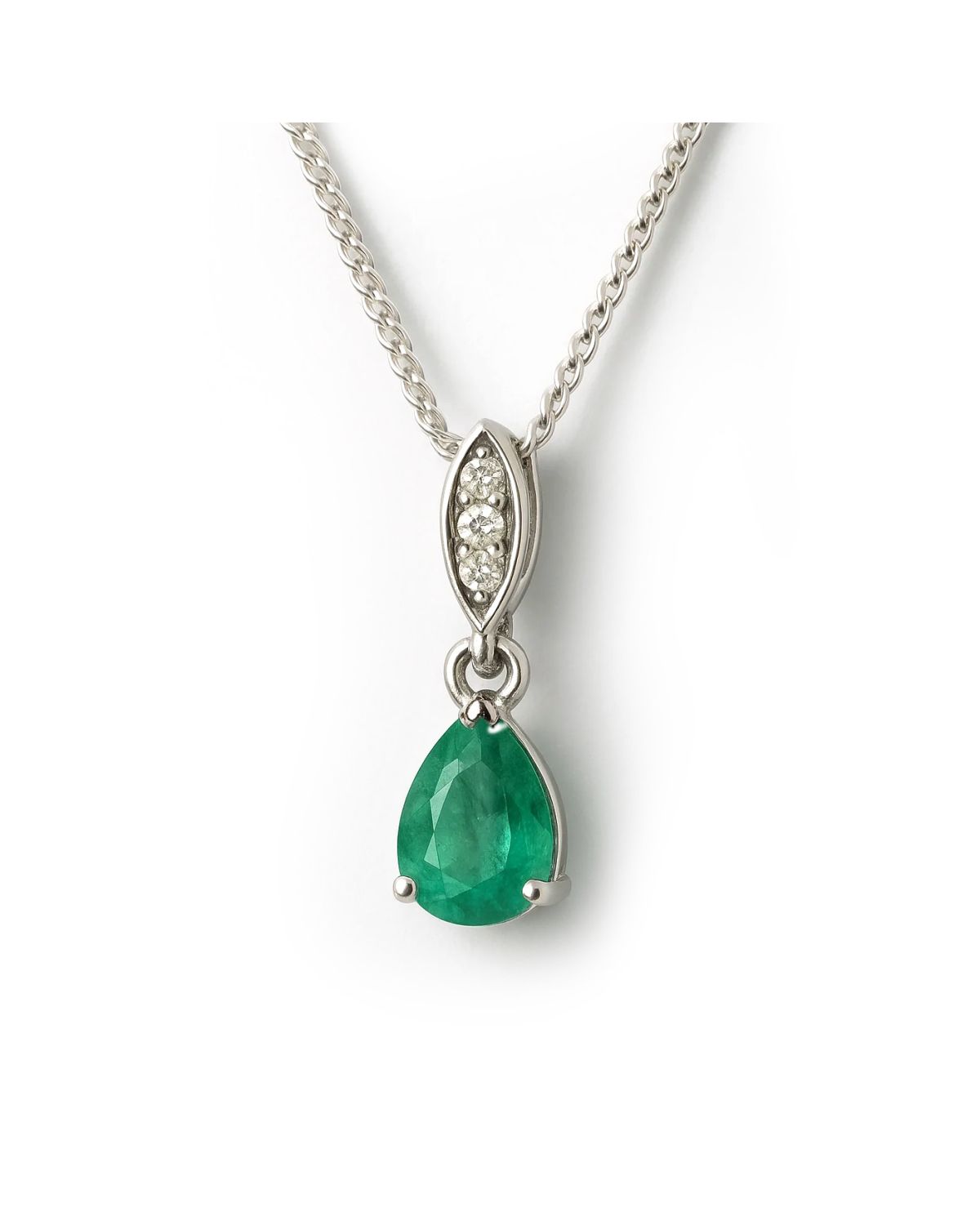 Ciondolo Elegancia - Argento 925, Smeraldo dello Zambia e Diamanti