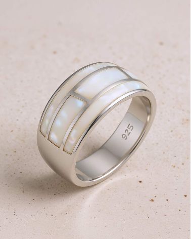 925 Sterlingsilber Perlmutt Weiss Ringe